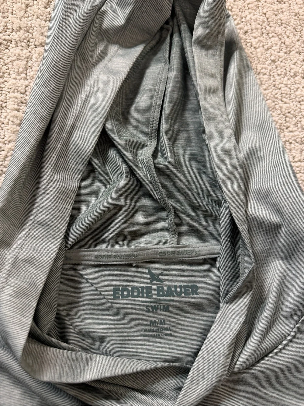 Eddie Bauer Heather Hooded Rash Guard and Swim Trunks Set  Sz M